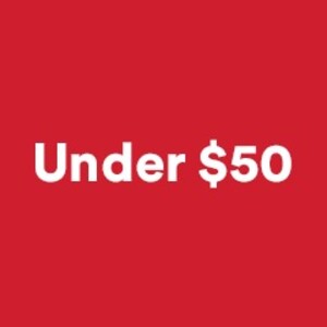 Red circle with "Under $50" printed on top